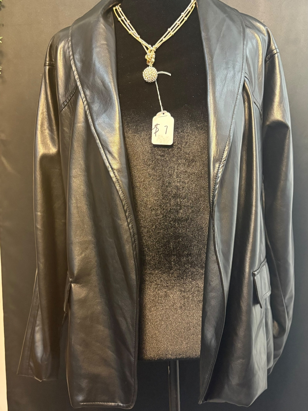 Forever 21 Black Faux Leather Open Blazer Jacket